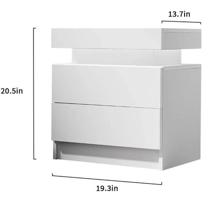 Side Bed Table With LED Light Bedside Tables