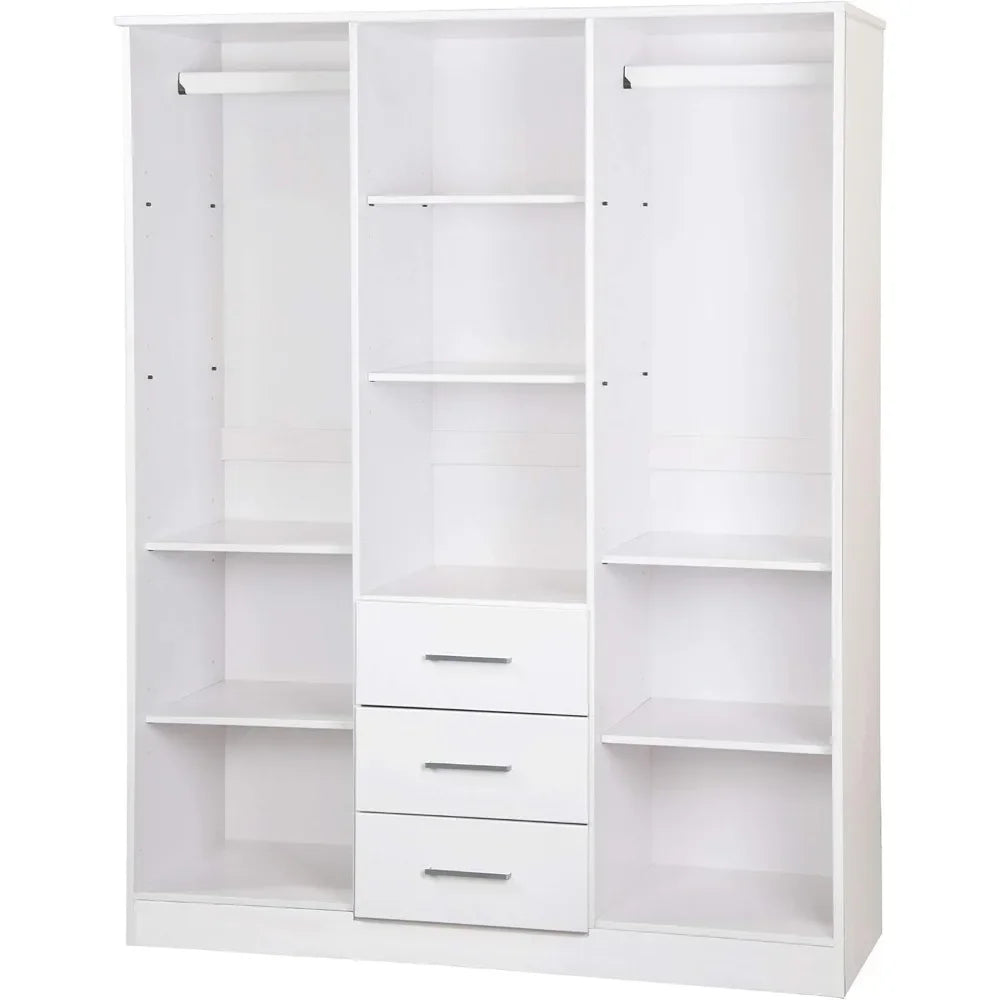 Cosmo Solid Wood 3-door Wardrobe with Mirror and 3 Drawers