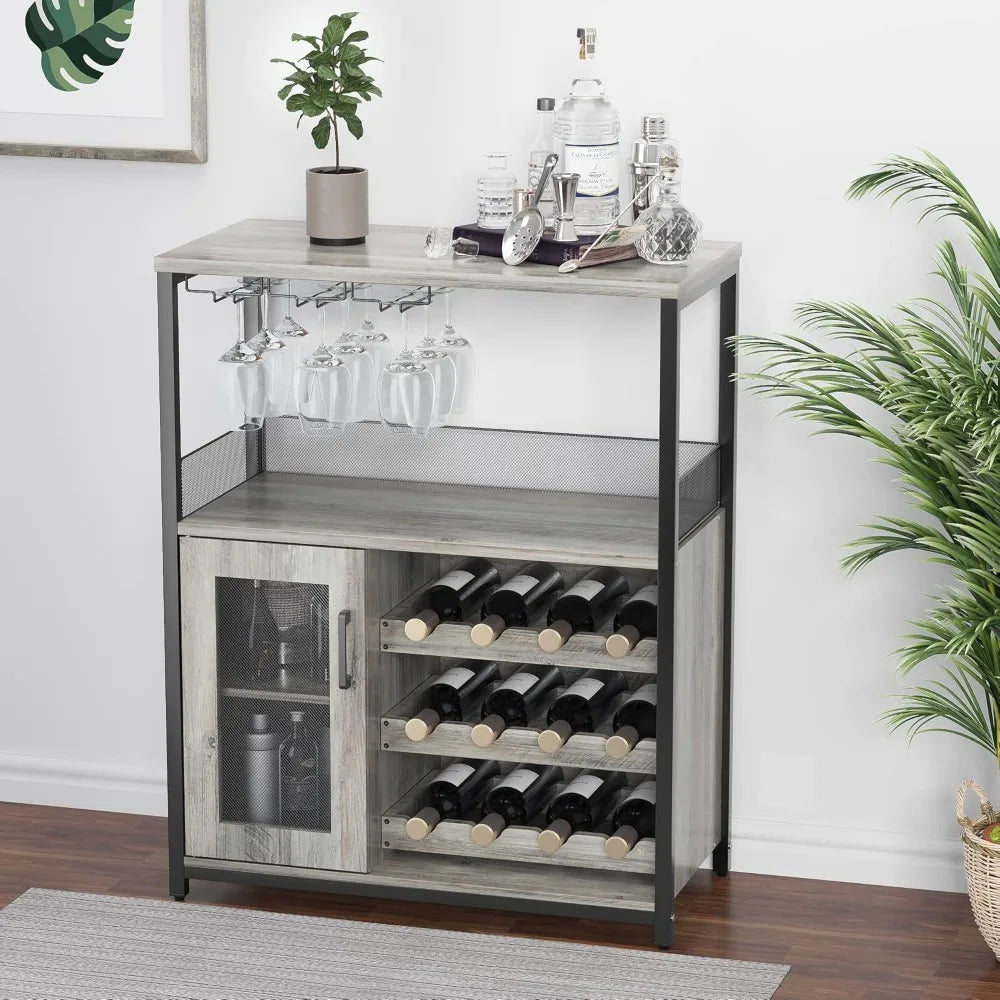 Wine Bar Rack Cabinet with Detachable Wine Rack