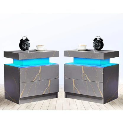 Side Bed Table With LED Light Bedside Tables