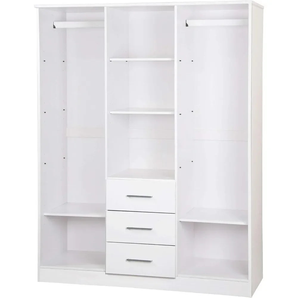 Cosmo Solid Wood 3-door Wardrobe with Mirror and 3 Drawers