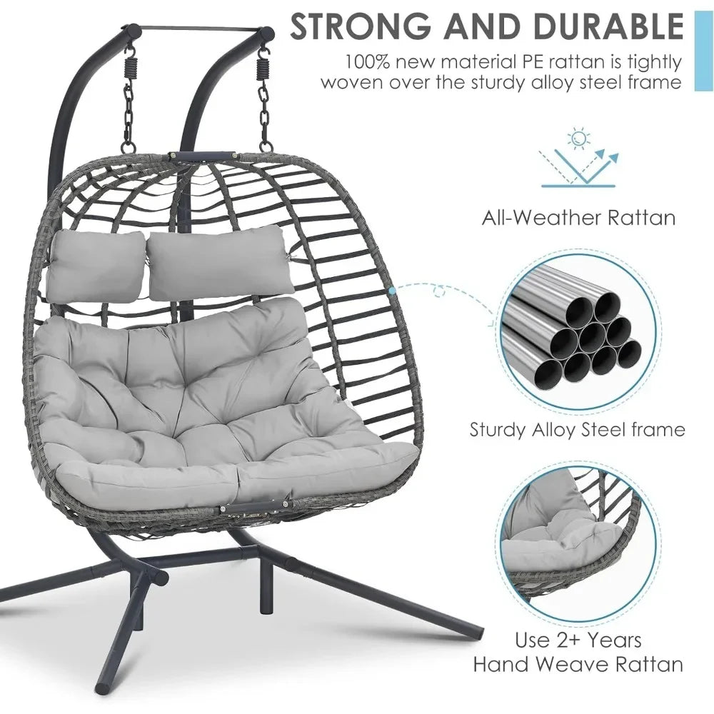 Double Swing Egg Chair with Stand