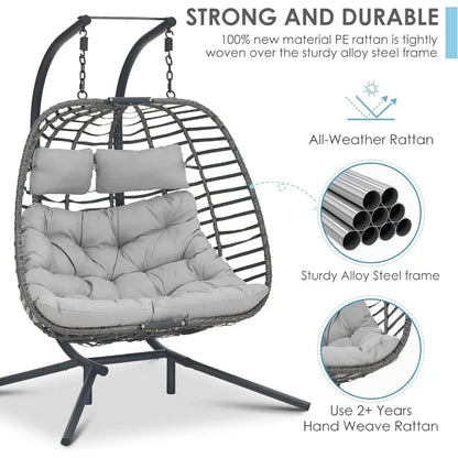 Double Swing Egg Chair with Stand