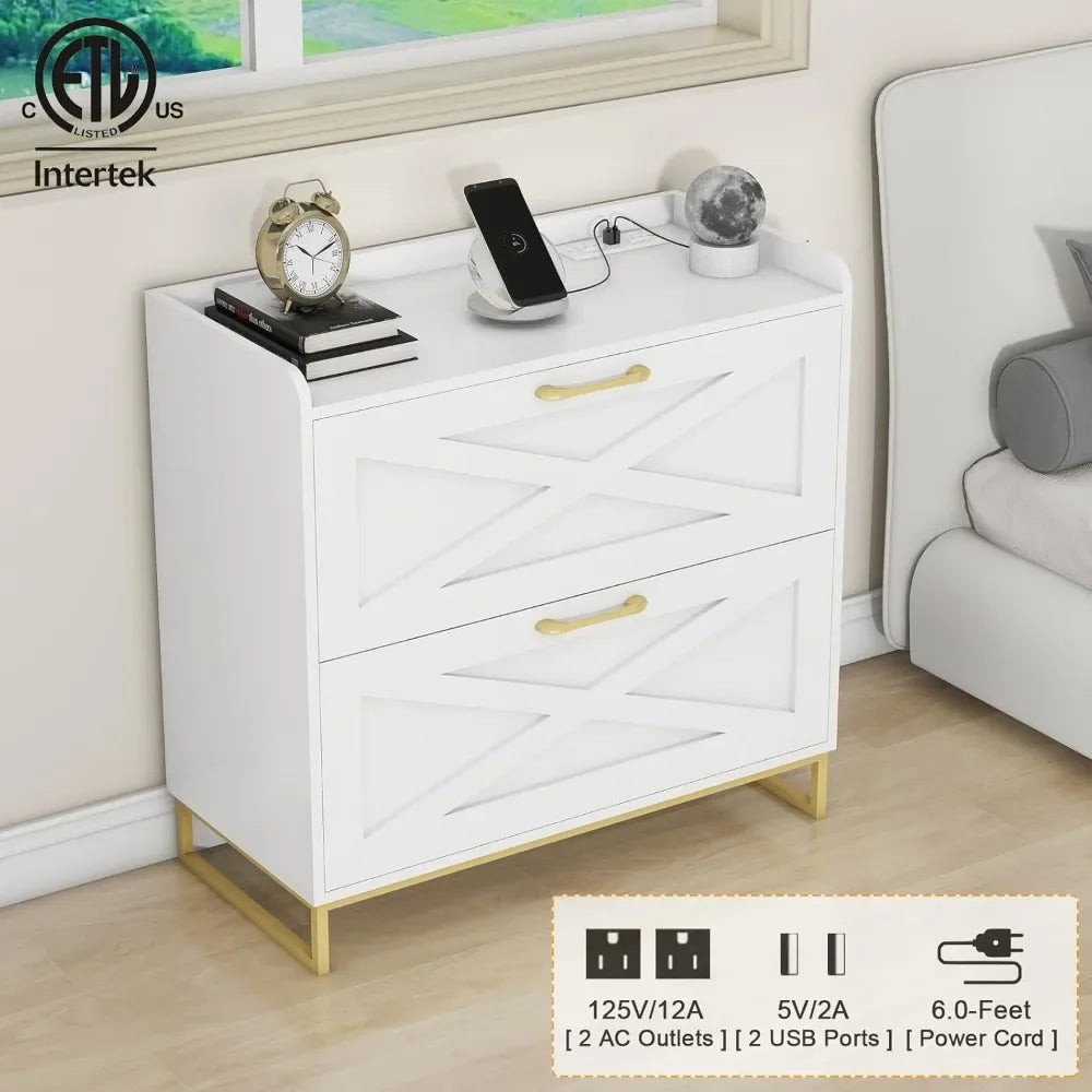 2 Drawers Lateral File Cabinet with Charging Station